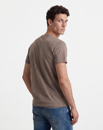 Crew Neck T-Shirt Long Length- Brown Marl