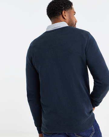 Cotton Knitted V Neck Jumper Long