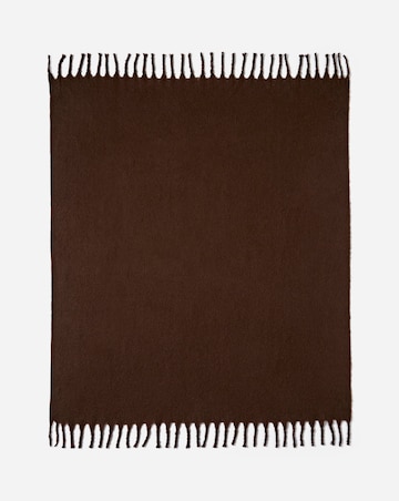 Faux Mohair Fringed Throw - Chocolate