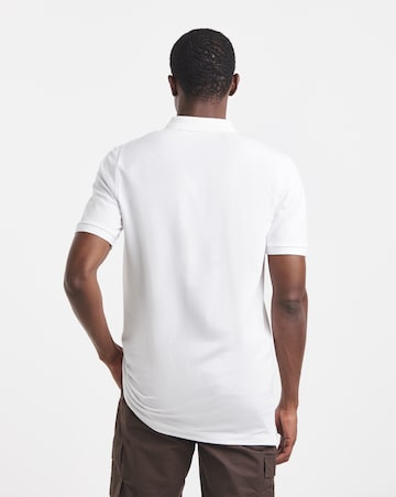 Pure Cotton White Pique Polo Extra Long Length- White