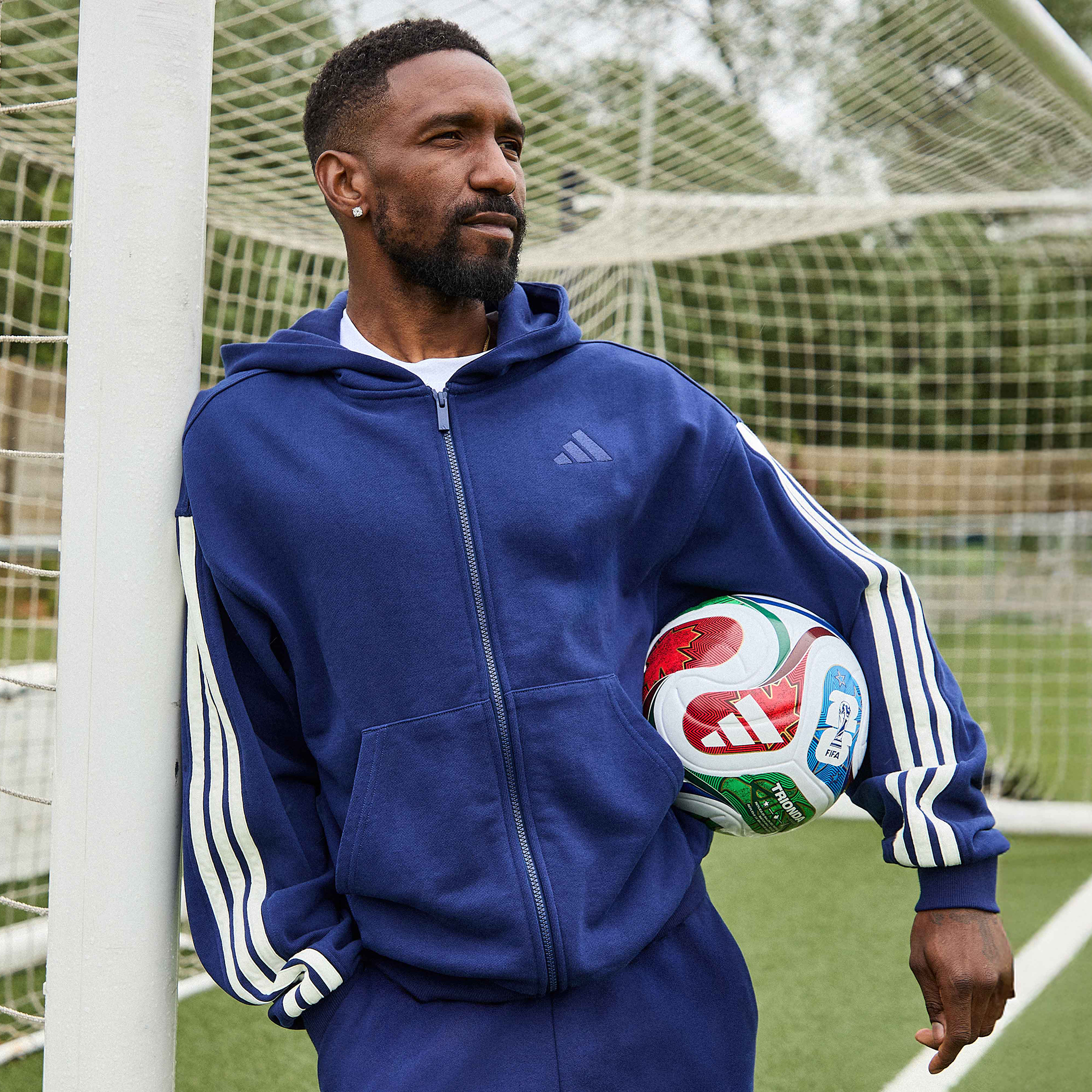 Jermain Defoe wears adidas 3 Stripes Tracksuit in Navy