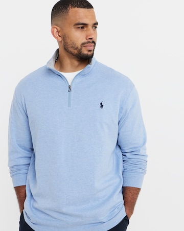 Polo Ralph Lauren 1/4 Zip Sweat Top - Light Blue