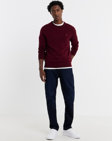Tommy Hilfiger Cotton Cashmere Crew Neck Jumper - Burgundy