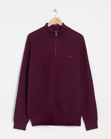 Polo Ralph Lauren 1/2 Zip Cotton Jumper - Wine Heather