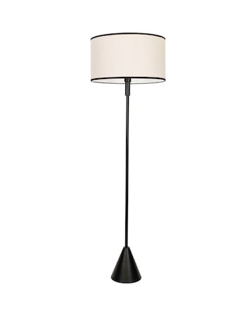 ValueLights Mitch Black Triangle Floor Lamp with Black Trim Linen Shade