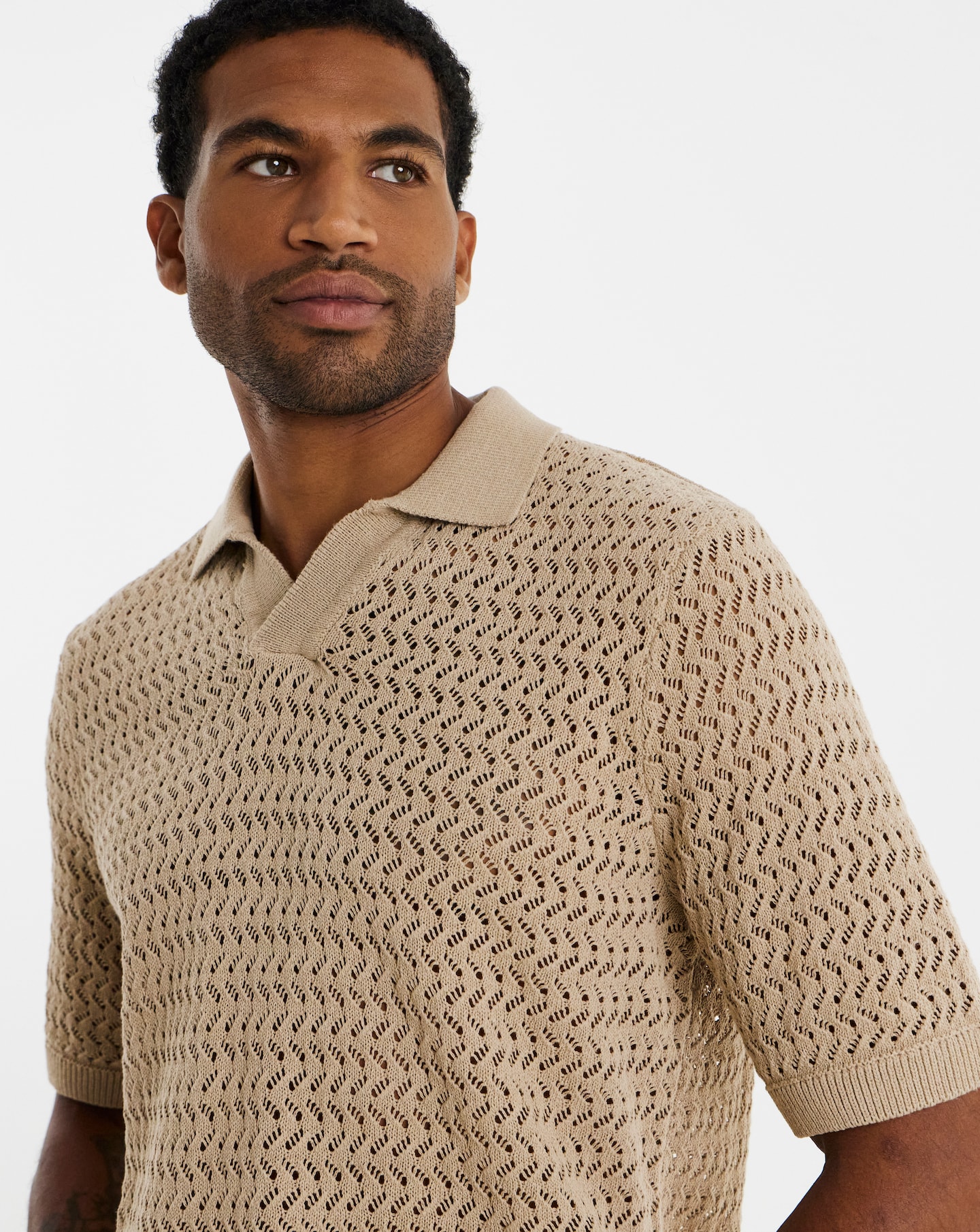 【AULAREE】silk knit short polo 半袖ニット1 Only & Sons Nyle Crochet Polo - Natural | Jacamo