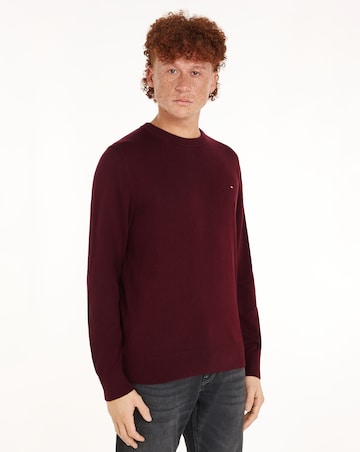 Tommy Hilfiger Cotton Cashmere Crew Neck Jumper - Burgundy