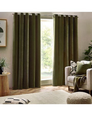 Yard Heavy Chenille Lined Eyelet Curtains