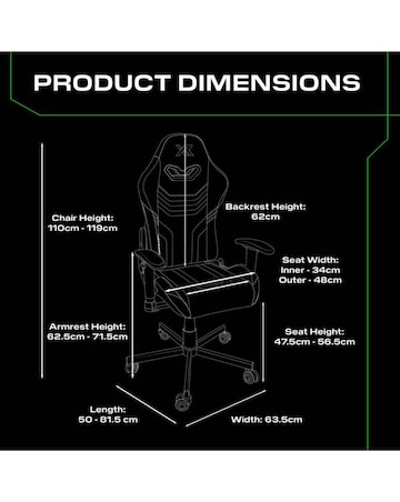 X Rocker Agility Compact Ergonomic PC Gaming Chair for Juniors - Green