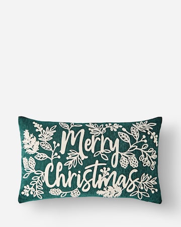 Merry Christmas Embroidered Boudoir Cushion