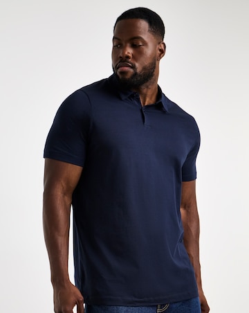 Pure Cotton Jersey Polo Long Length- Navy