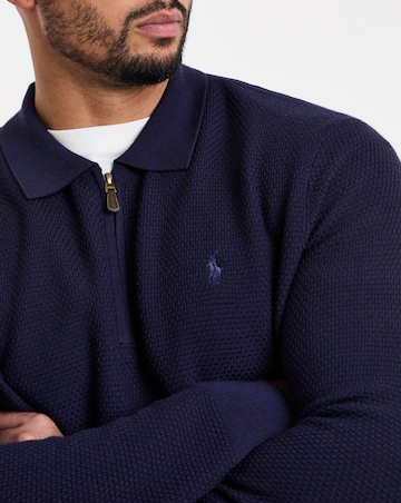 Polo Ralph Lauren Merino Wool Zip Polo - Navy