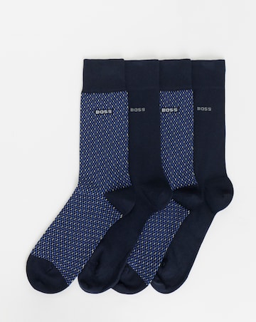 BOSS 2 Pack Mini Pattern Socks - Navy