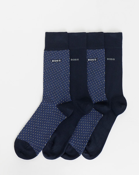 BOSS 2 Pack Mini Pattern Socks - Navy