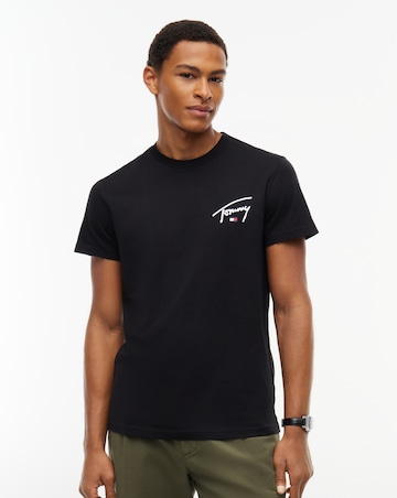 Tommy Jeans Short Sleeve Slim Signature Chest T-Shirt - Black