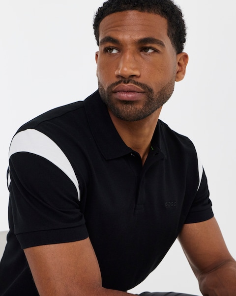BOSS Short Sleeve Contrast Paddy Polo - Black