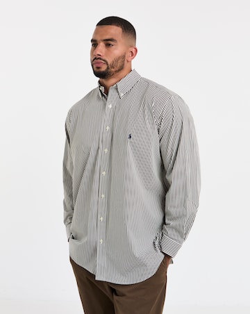 Polo Ralph Lauren Long Sleeve Stripe Poplin Shirt - Brown/White