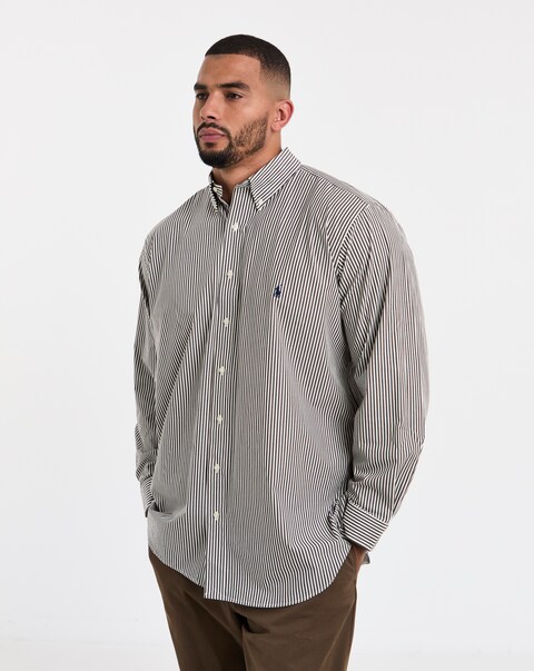 Polo Ralph Lauren Long Sleeve Stripe Poplin Shirt - Brown/White