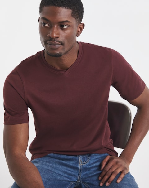 Cotton V Neck T-Shirt Long