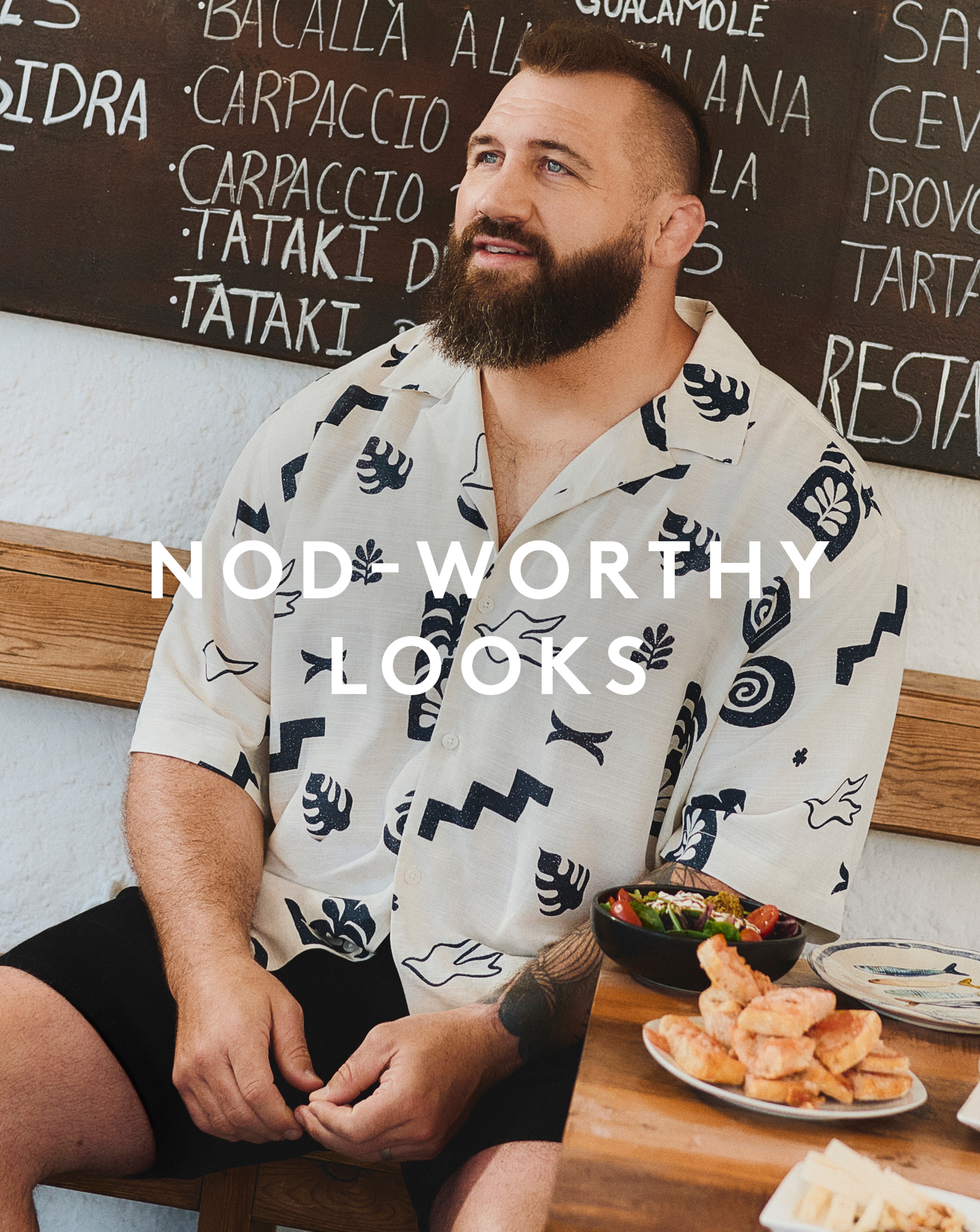 Nod-worthy Looks. Joe Marler wears Only & Sons Printed Shirt - Cream