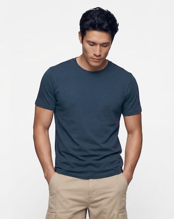 Pure Cotton Crew Neck T-Shirt Extra Long Length- Navy