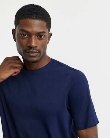 Pure Cotton Crew Neck T-Shirt Extra Long Length- Navy