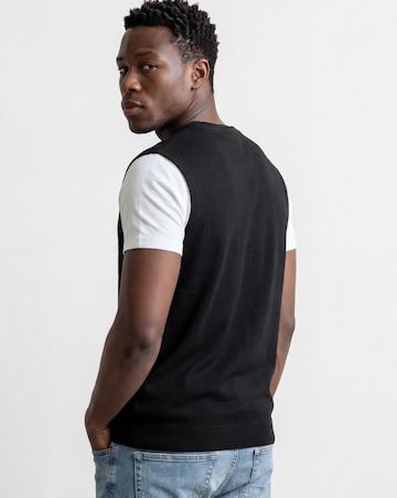 Black Cotton Sweater Vest