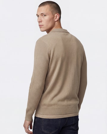 Textured Long Sleeve Knitted Polo
