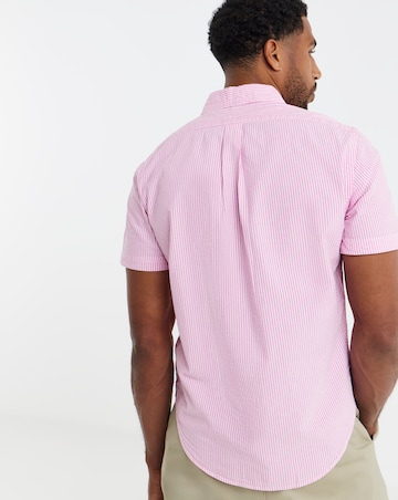 Polo Ralph Lauren Short Sleeve Stripe Seersucker Shirt - Pink/ White