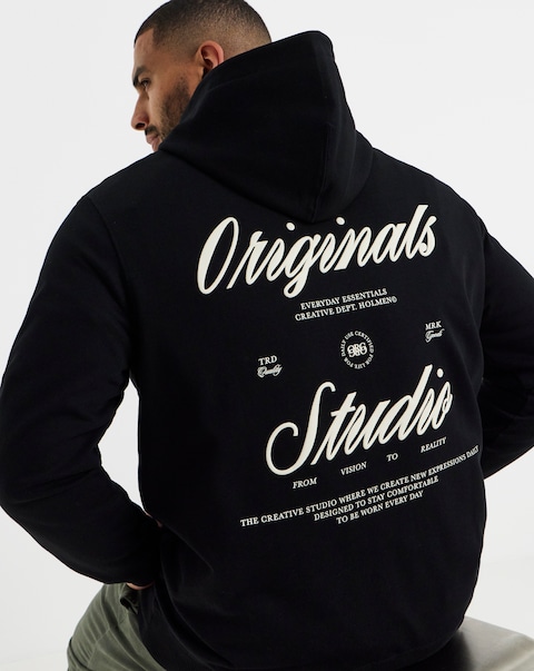 Jack & Jones Norrebro Typo Back Sweat Hoodie - Black