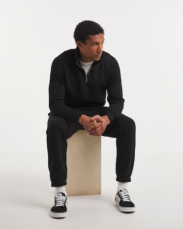 1/4 Zip Neck Sweatshirt Long- Black