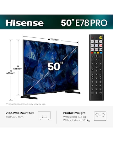Hisense 50E78STUK PRO 50in QLED 4K Ultra HD Smart Gaming TV