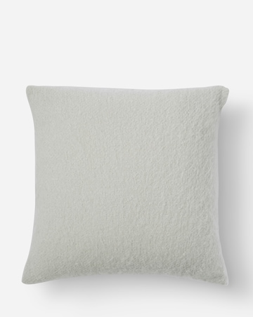 Faux Mohair Fringed Cushion - Light Grey