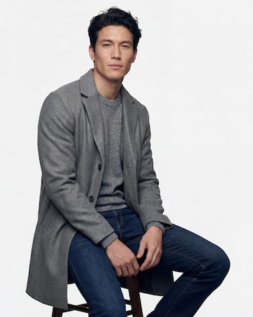 Grey Wool Blend Mid Length Overcoat