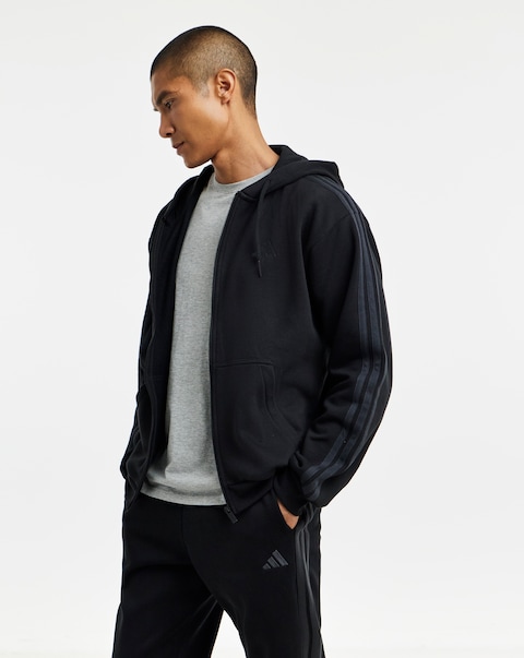 adidas 3 Stripes Fleece Full Zip Hoodie