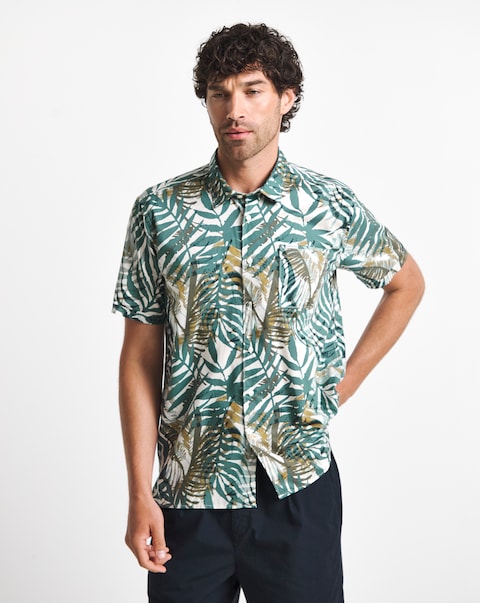 Barbour Gleaston Short Sleeve Printed Summer Shirt - Vintage Teal