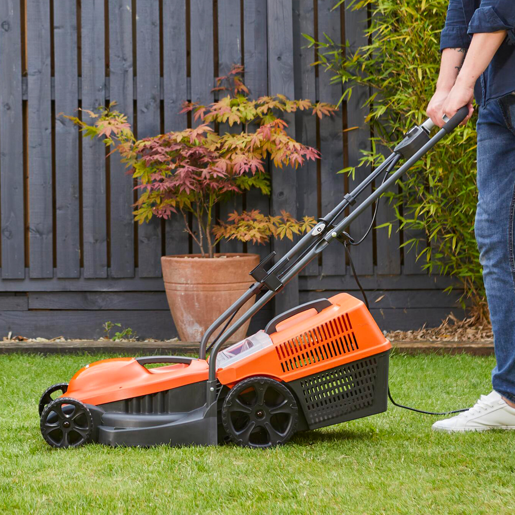 Flymo SimpliMow 320V Corded 32m Electric Lawnmower is pictured