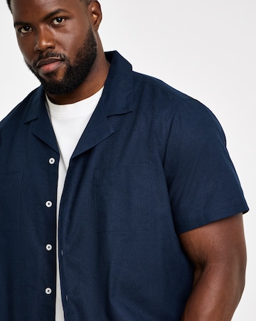Short Sleeve Revere Collar Linen Shirt