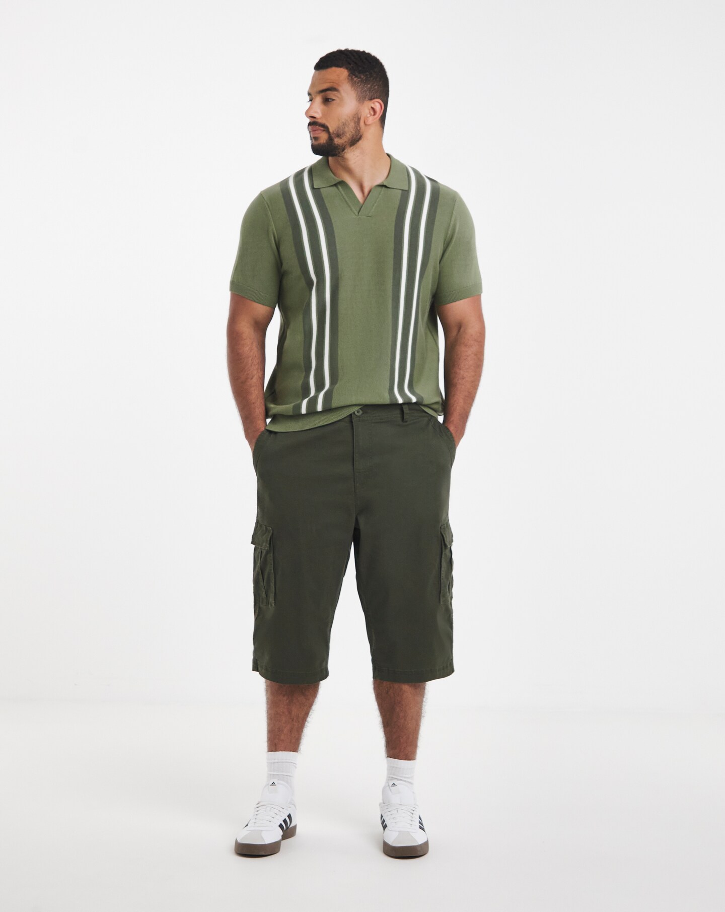 3/4 Length Cotton Stretch Cargo Short