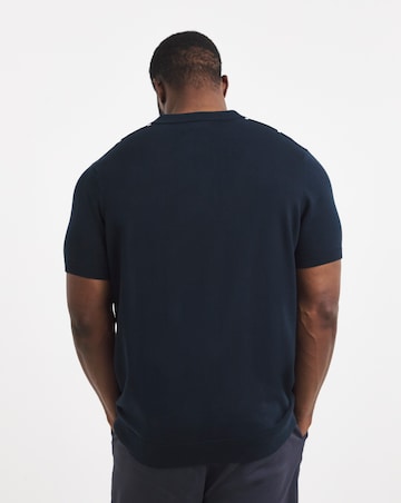 Stripe Open Neck Knitted Polo