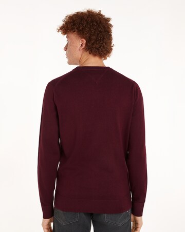 Tommy Hilfiger Cotton Cashmere Crew Neck Jumper - Burgundy