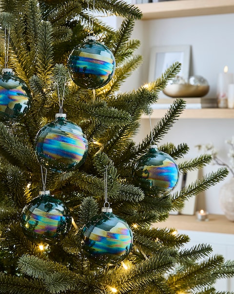 New In - Petrol Glass Baubles - Set of 6
