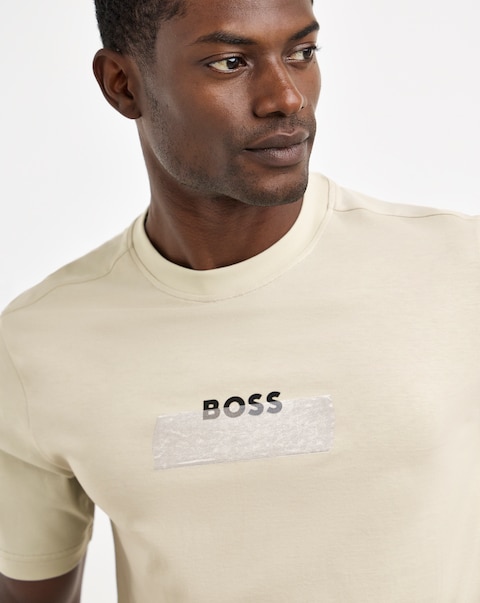 BOSS Short Sleeve Logo Tape T-Shirt - Light Beige