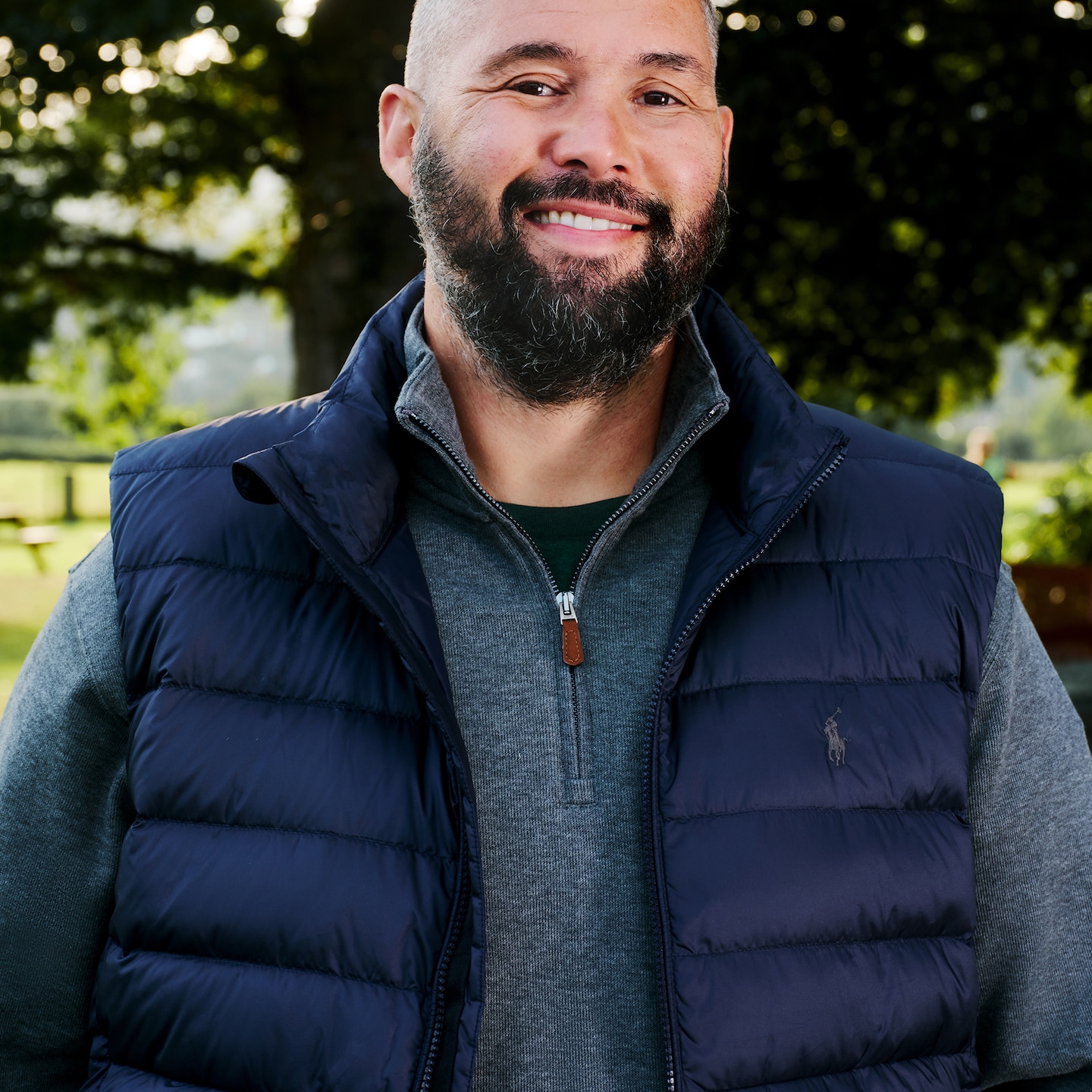 Tony wears gillet from POLO Ralph Lauren