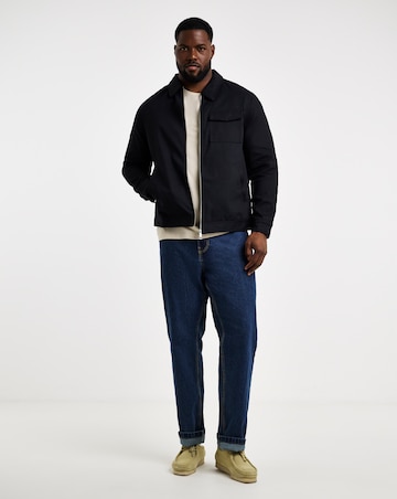 Black Zip Up Smart Harrington Jacket
