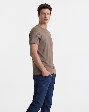 Crew Neck T-Shirt Long Length- Brown Marl
