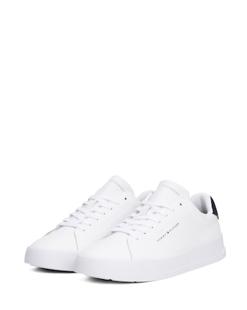 Tommy Hilfiger Court Leather Trainers - White/Navy