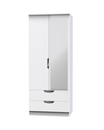 Haydn Ready Assembled 2 Door 2 Drawer Mirrored Wardrobe - Kids