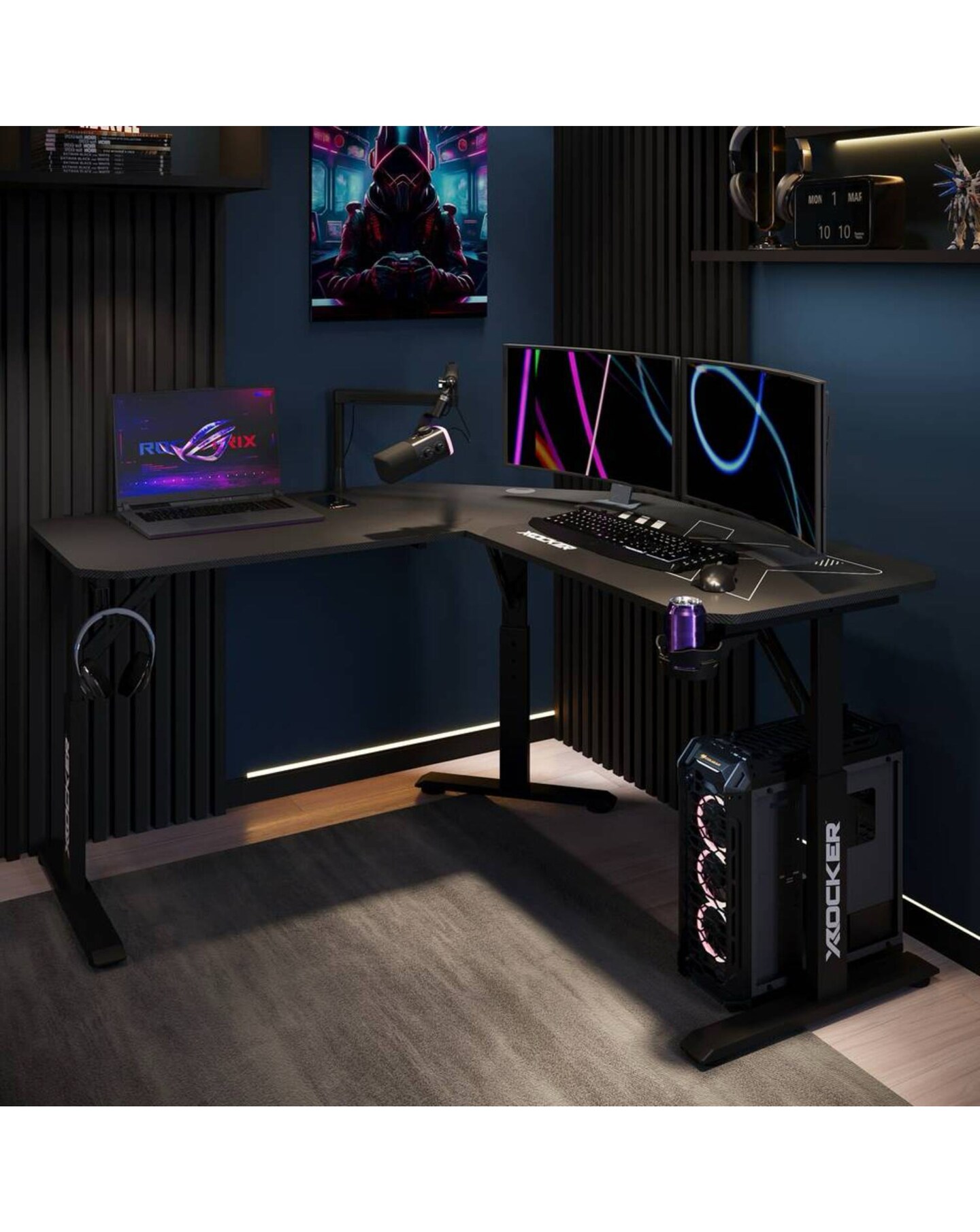Xl Rocker X Rocker Panther XL Reversible Corner Gaming Desk with Mousepad ...