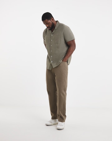 Short Sleeve Revere Linen Blend Shirt